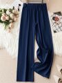 SHEIN LUNE Plus Size Solid Color Pleated Pants