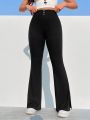 SHEIN Qutie High Waist Side Split Flared Pants