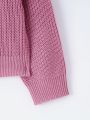 Young Girl Drop Shoulder Ribbed Knit Sweater