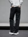 Manfinity Homme Men's Straight Jeans With Grinding And Distressed Detail