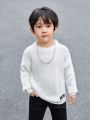 SHEIN Kids KDOMO Toddler Boys' Round Neck Ultra Loose Casual Sweater With Long Sleeve