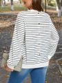 SHEIN LUNE Plus Size Striped Long Sleeve Casual Sweatshirt