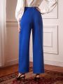 SHEIN DECDS Vintage Elegant Women'S Loose Metal Buckle Straight Leg Pants, Autumn/Winter/New Year