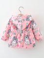 Fall Baby Girls' Unicorn Printed Hooded Long Sleeve Jacket