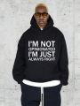 SHEIN Extended Sizes Men Plus Slogan Graphic Drop Shoulder Hoodie