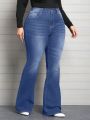 Plus Size Bodycon Elegant Slim Fit Denim Flared Pants