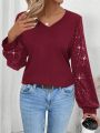 Women's Long Sleeve Shirt With Sequin Patchwork