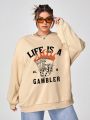 Festustata Plus Letter Graphic Drop Shoulder Sweatshirt