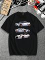 Men's Plus Size Car Printed Round Neck T-Shirt