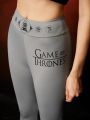 Game of Thrones X SHEIN Letter Pattern Tight-Fitting Basic Leggings