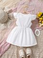 Infant Baby Cap Sleeve Floral Embroidery Dress