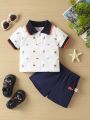 Baby Boys' Summer College British Style T-Shirt And Shorts Outfit