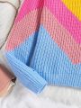 Tween Girl Chevron Pattern Colorblock Sweater