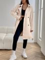 SHEIN EZwear Double Breasted Belted Trench Coat