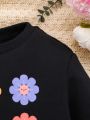 SHEIN Baby Girl Floral Print Sweatshirt