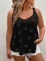 Plus Size Women's Heart Printed Tank Top