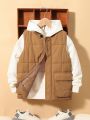 SHEIN Tween Boy 1pc Flap Pocket Zipper Vest Puffer Coat