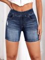 Ripped Zip Side Denim Shorts