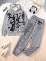 Teen Girl Figure Graphic Zip Up Hoodie & Sweatpants