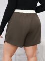 SHEIN Essnce Women's Plus Size Drawstring Waist Shorts