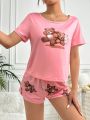 Ladies' Bear Printed Pajamas Set