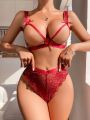 Classic Sexy Solid Color Lace Hollow Out Strap Sexy Lingerie Set