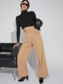 Luxe SHEIN X Luxe Womens Pleated Wide Leg Pants