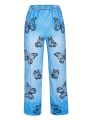 SHEIN Kids Nujoom 1pc Tween Girls Butterfly Print Casual Pants For Spring/Summer