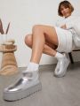 Women's Silver Stylish Thick Sole Boots