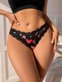 Heart Print Contrast Lace Panty