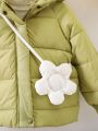 Girls' Shoulder-strap Bag & Hooded Padded Coat With Raglan Sleeves