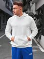 Manfinity Hypemode Men's Plus Size Knitted Hoodie With Slogan Print, Casual