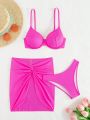 SHEIN Swim Basics Solid Color Swimsuit Set