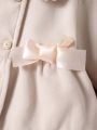 Baby Girl Contrast Lace Bow Front Overcoat & Hat