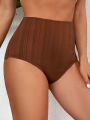 SHEIN Swim Classy Solid Color High-Waisted Bikini Bottom