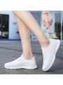 Women's Comfortable Knitted Sport Shoes, Lightweight Single Shoes For Fall And Winter
