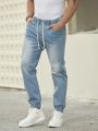 Men's Drawstring Elastic Hem Jeans