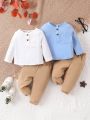 Baby Boys' Solid Color Top And Long Pants Set