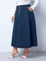 Plus Size Women's A-line Denim Skirt