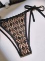 SHEIN Swim Basics Black Mesh Bikini Set