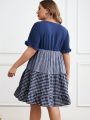 EMERY ROSE Plus Size Colorblock Plaid Patterned Dress