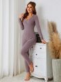 Lace Trim Thermal Underwear Set