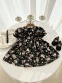 Baby Girl Black Flower Print Dress