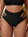 SHEIN Swim Y2GLAM Plus Size Women's Hollow Out Swimsuit Bikini Bottom