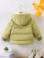 Girls' Shoulder-strap Bag & Hooded Padded Coat With Raglan Sleeves