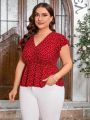 SHEIN Clasi Plus Size Butterfly Sleeve T-Shirt With Heart Pattern