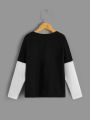 SHEIN Kids EVRYDAY Boys Letter Graphic Colorblock Tee