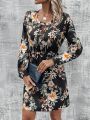 Floral Printed Long Sleeve Dress