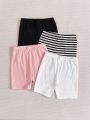 SHEIN Kids KDOMO Girls' Comfortable Solid Color Casual Shorts Set