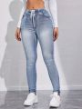 Women's Drawstring Waist Slim Fit Jeans